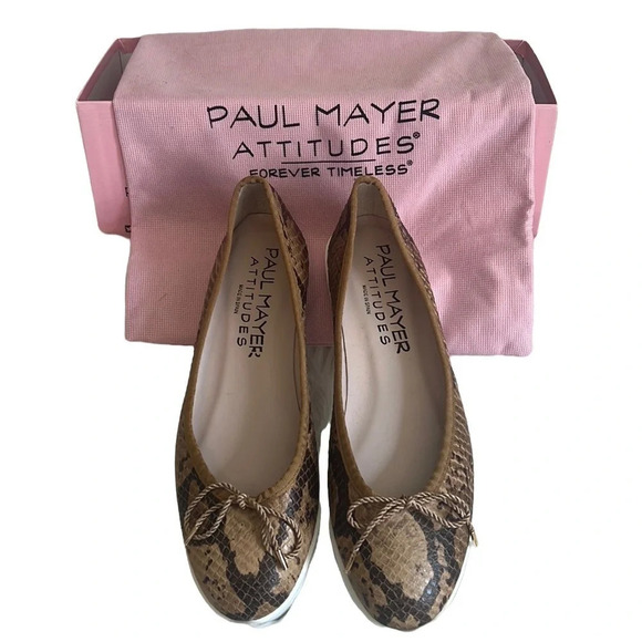 New Paul Mayer Attitudes Bingo Python Brown Ballet Flats Sz-7.5 - Picture 1 of 7